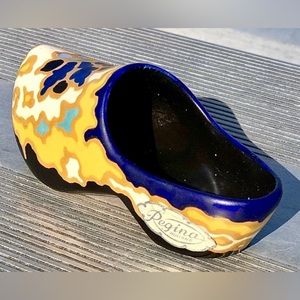 Vintage Mid Century Antique Signed REGINA GOUDA HOLLAND Majolica Porcelain Shoe